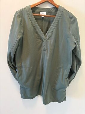 J Jill Sage Green V-Neck Tunic Medium 100% Cotton